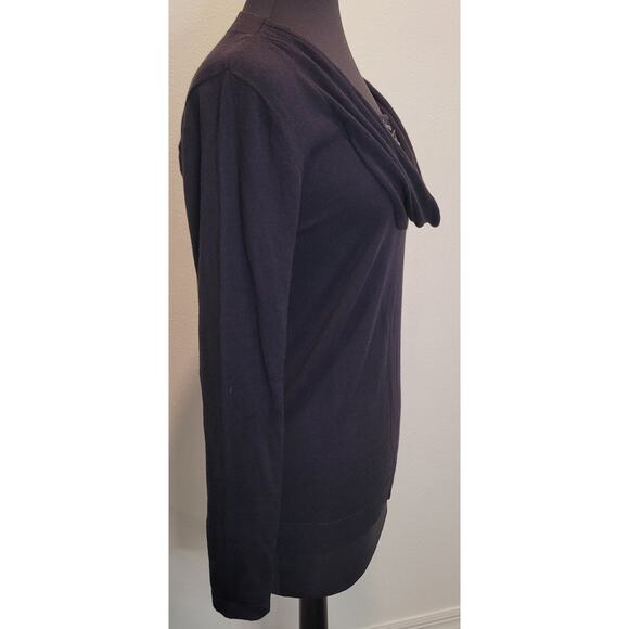 Dana Buchman Black Sequin Cowl-Neck Top – NWT, Long Sleeve, Sz M Holiday Sparkle - Picture 2 of 9